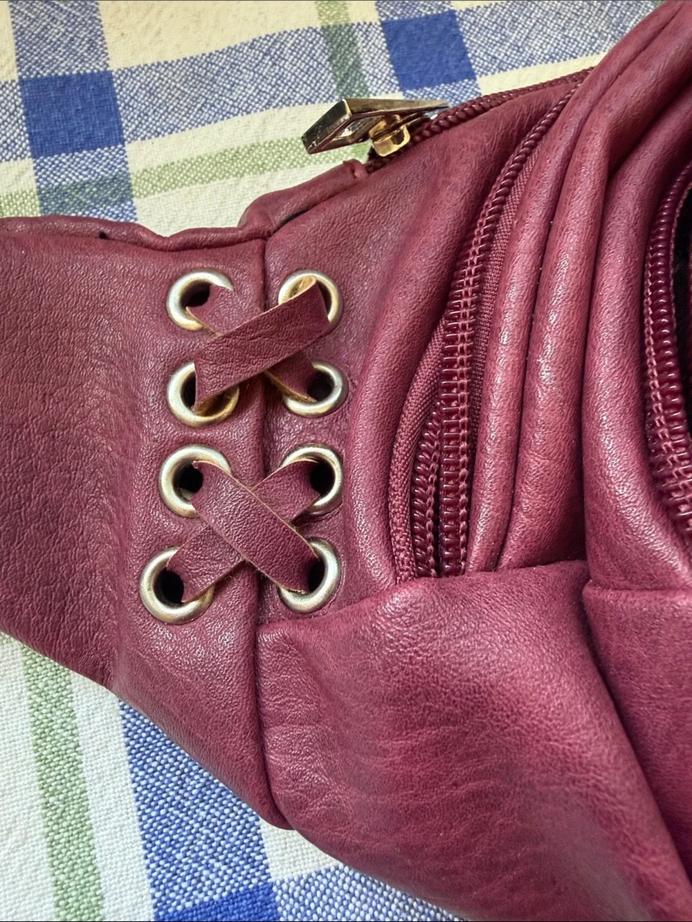 N/A burgundy leather